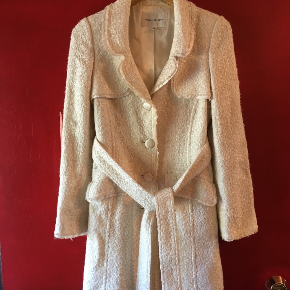 Banana Republic Ivory Woven Trench Coat